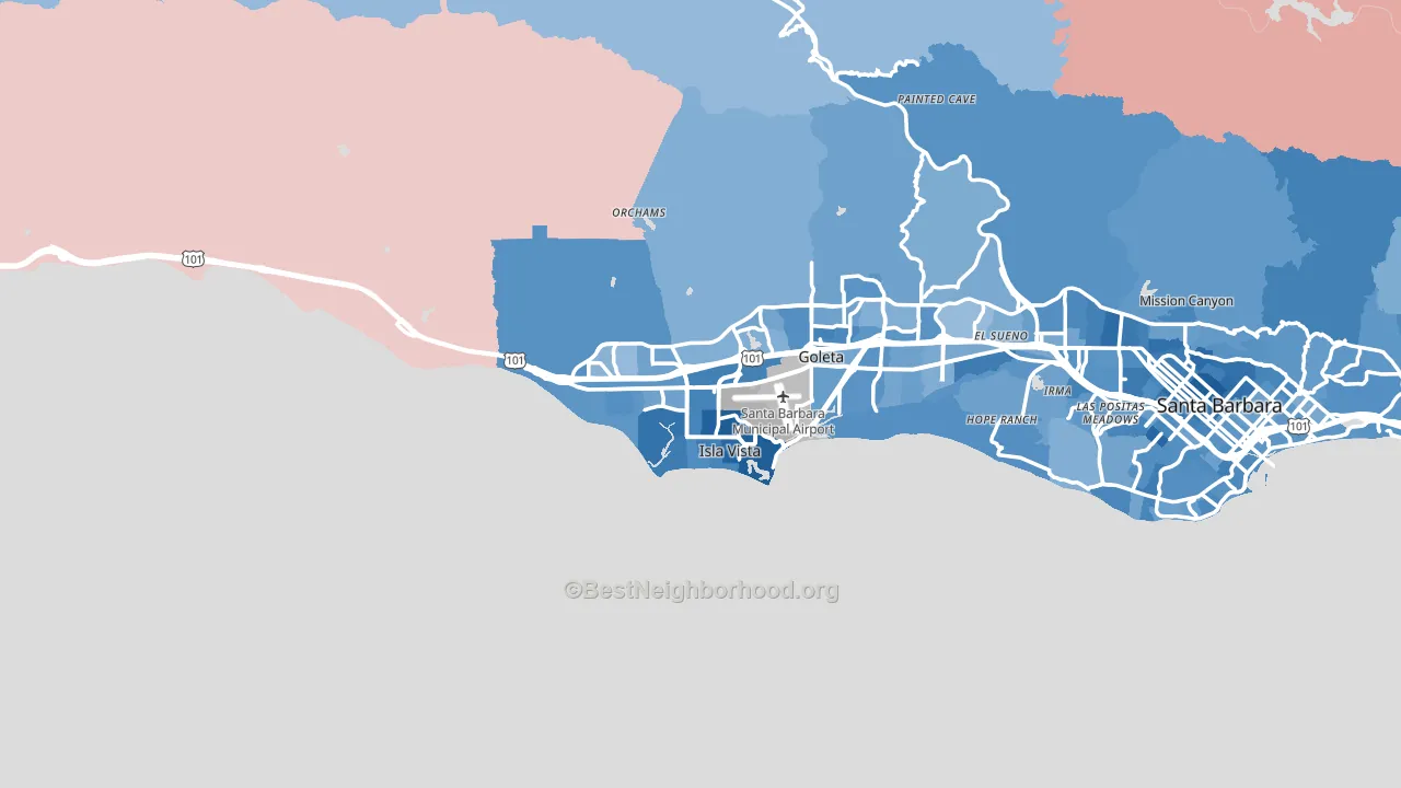 93117, CA block-group political-lean map