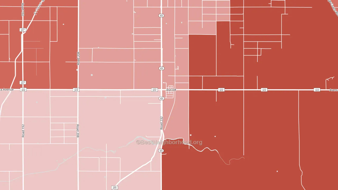 93218, CA block-group political-lean map