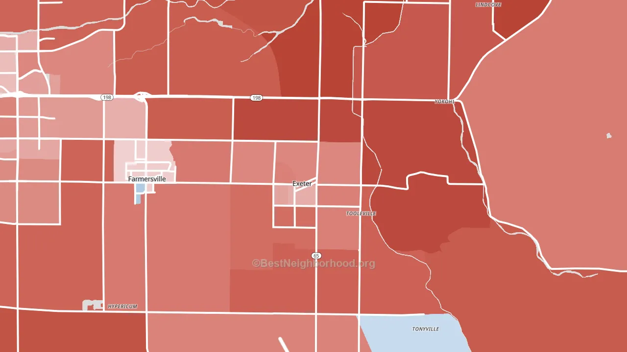 93221, CA block-group political-lean map