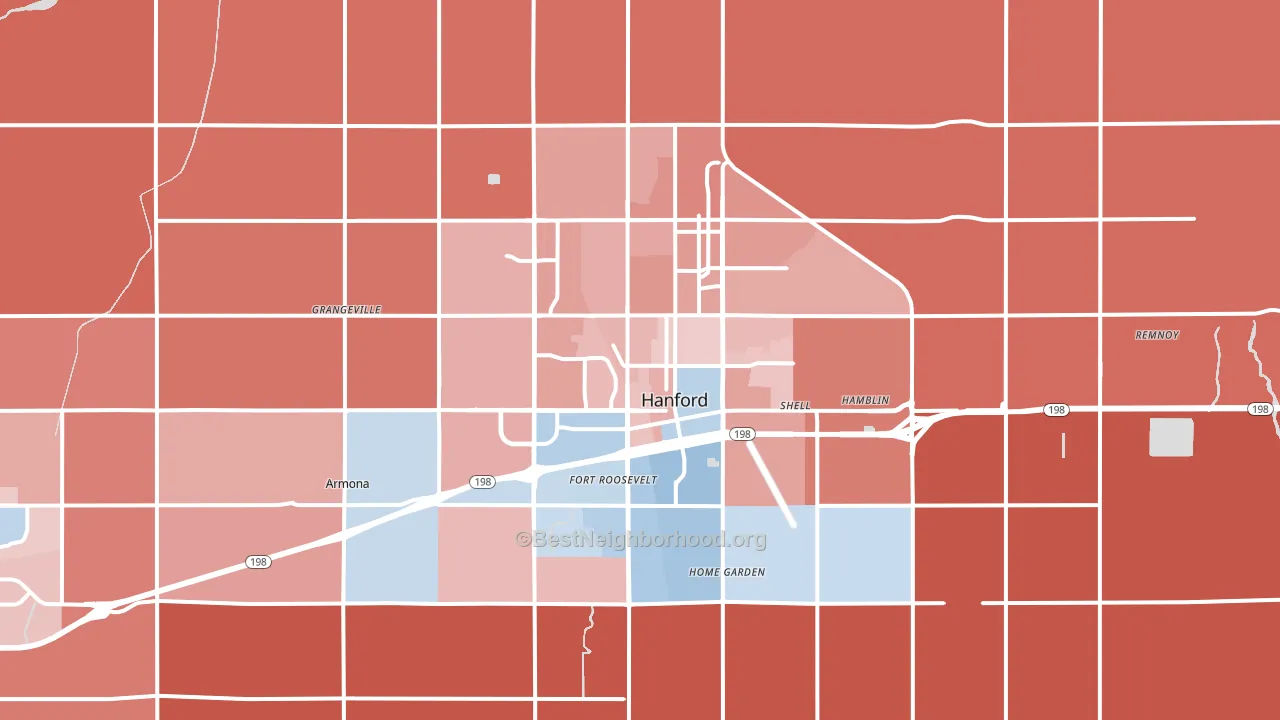 93230, CA block-group political-lean map