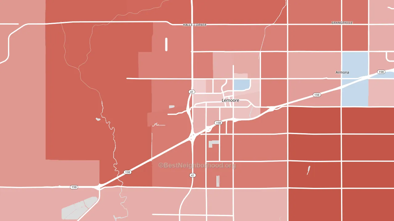 93245, CA block-group political-lean map