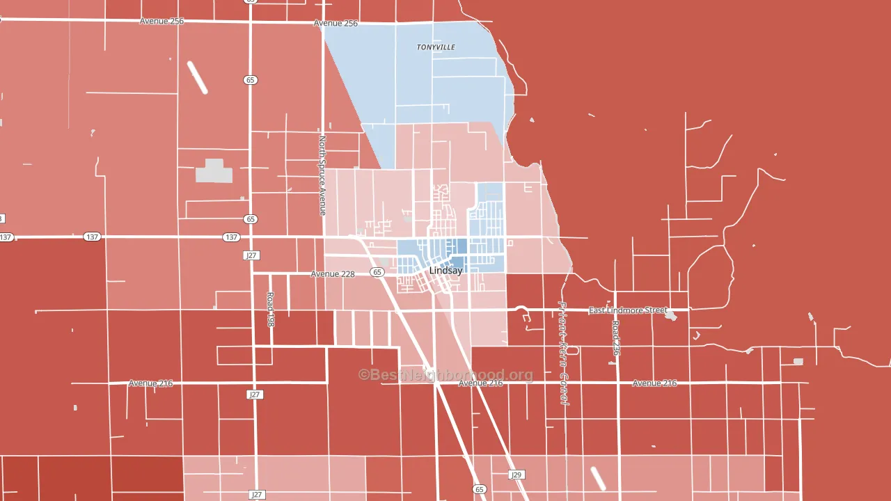 93247, CA block-group political-lean map