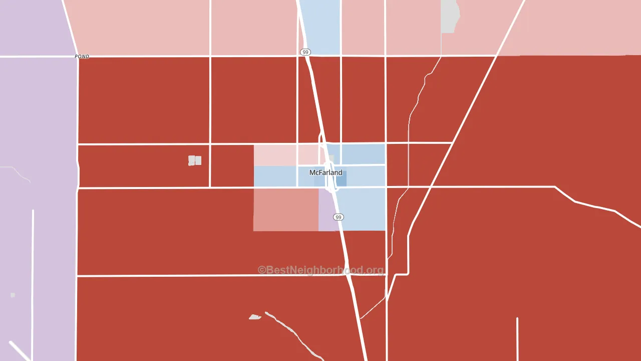 93250, CA block-group political-lean map