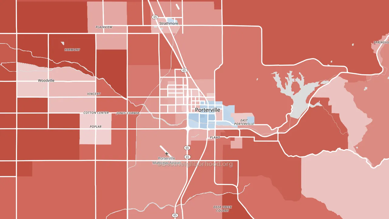 93257, CA block-group political-lean map
