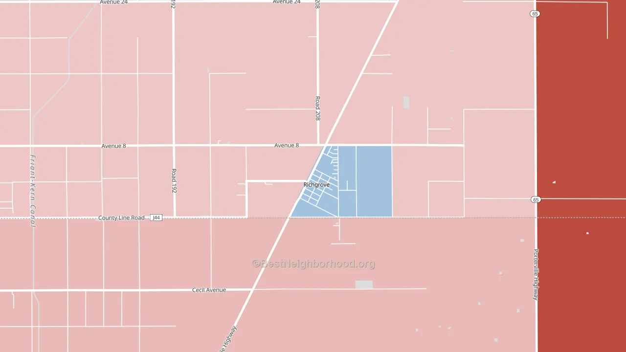 93261, CA block-group political-lean map