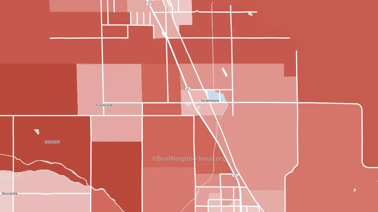 93267, CA block-group political-lean map