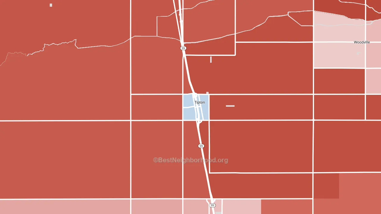 93272, CA block-group political-lean map