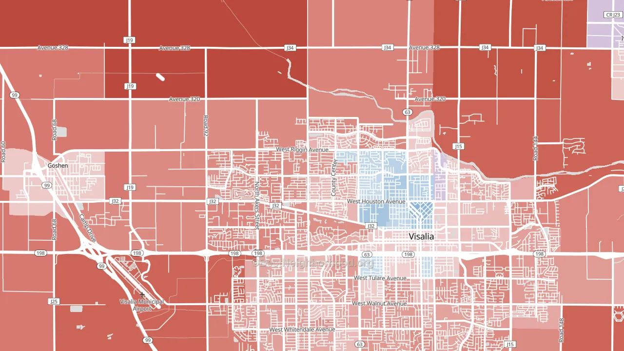 93291, CA block-group political-lean map