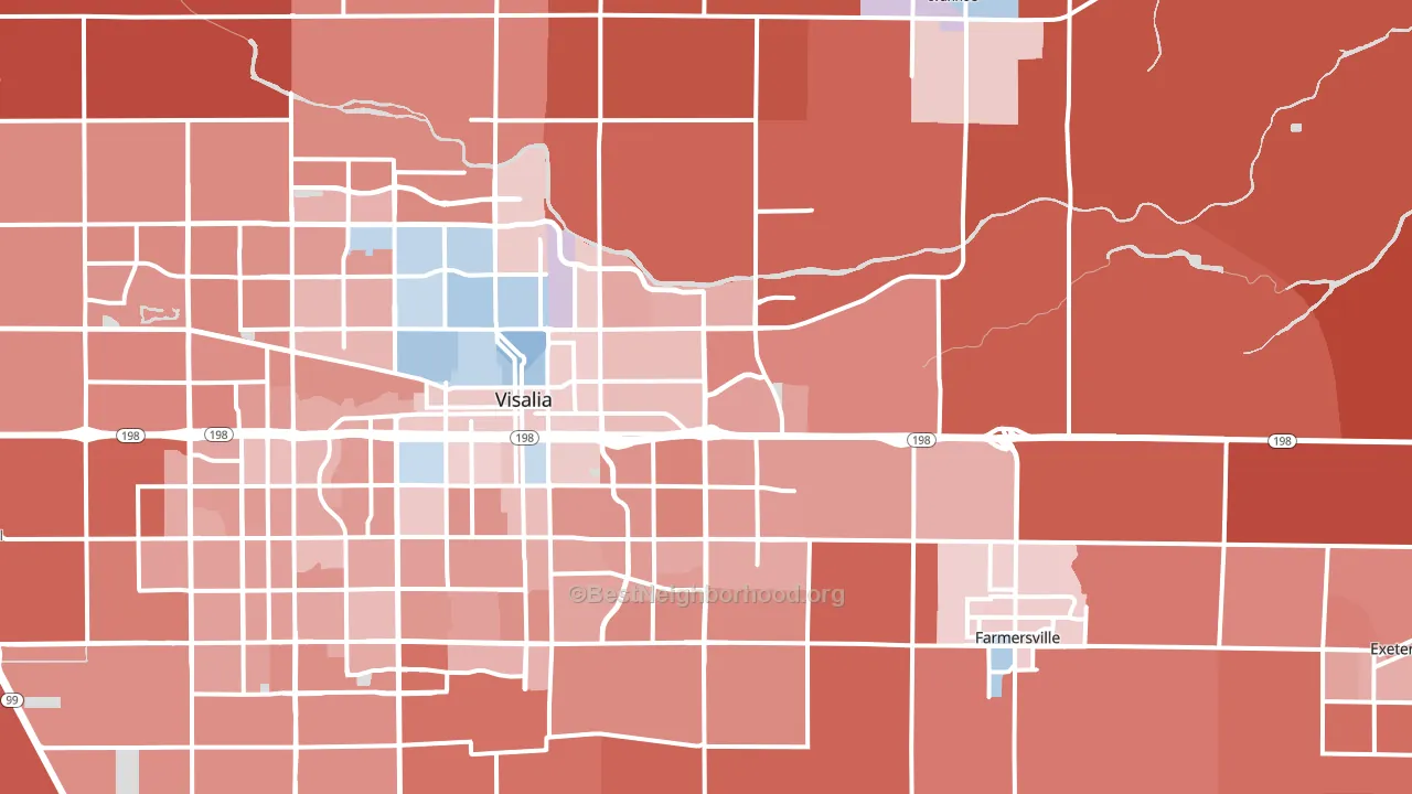 93292, CA block-group political-lean map