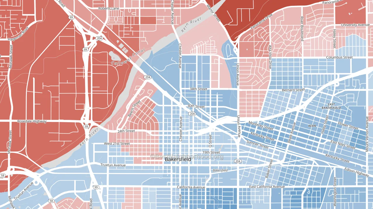 93301, CA block-group political-lean map