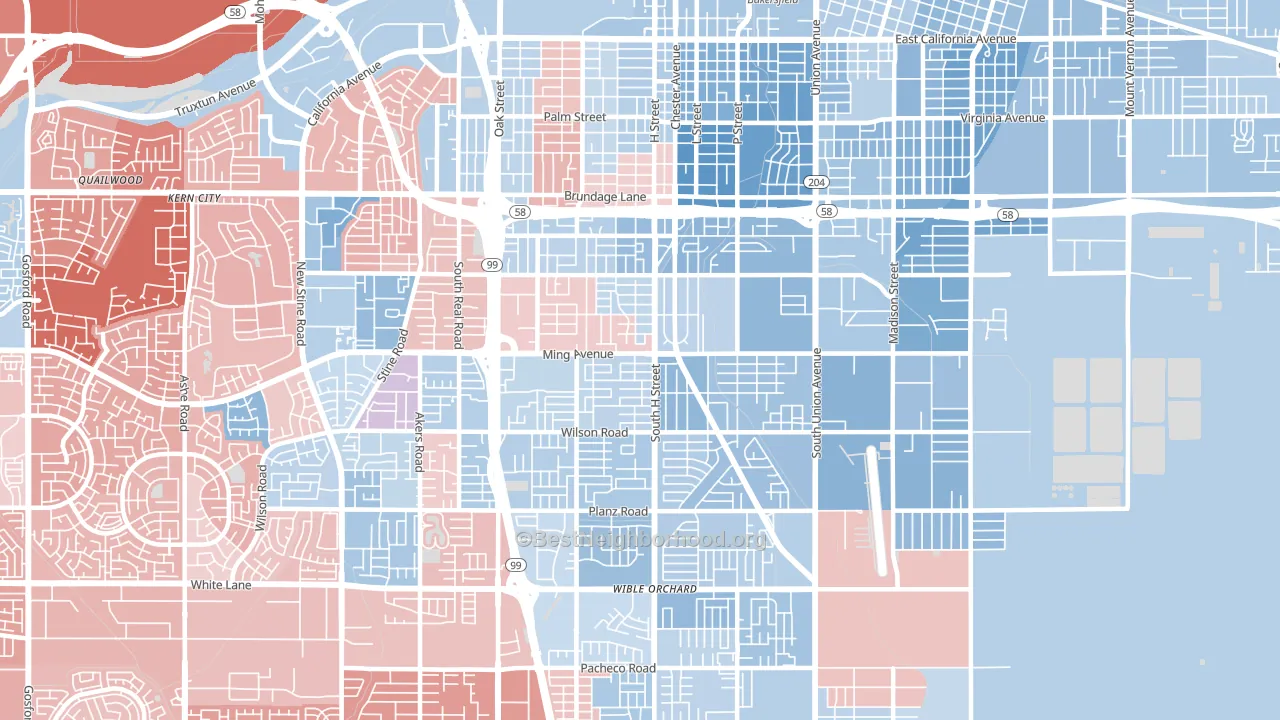 93304, CA block-group political-lean map