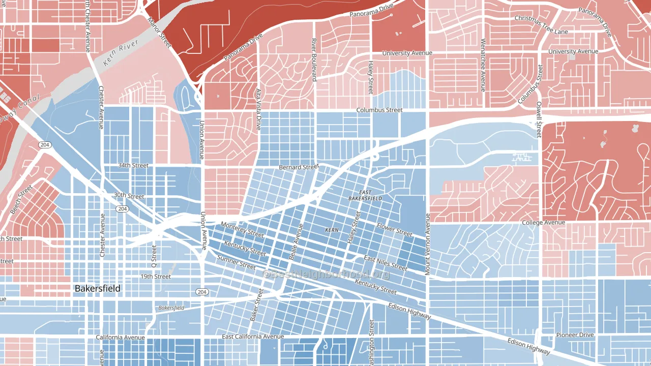 93305, CA block-group political-lean map