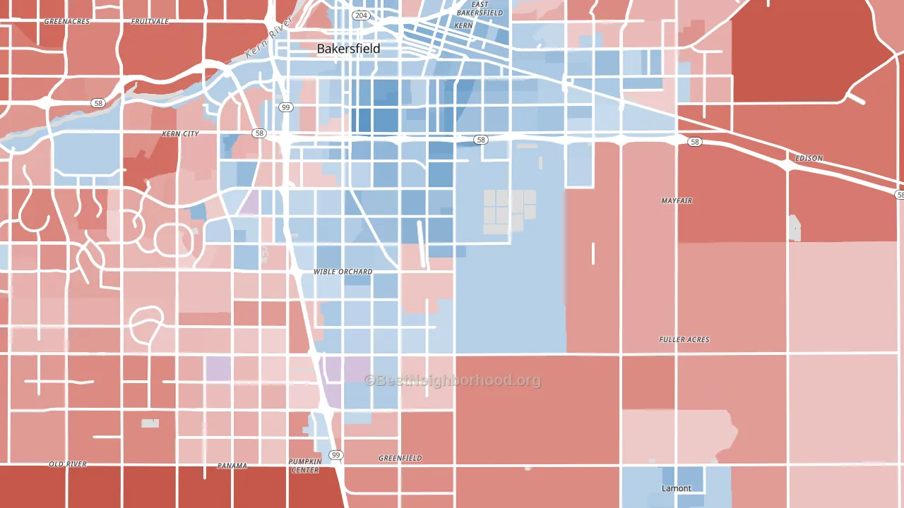 93307, CA block-group political-lean map