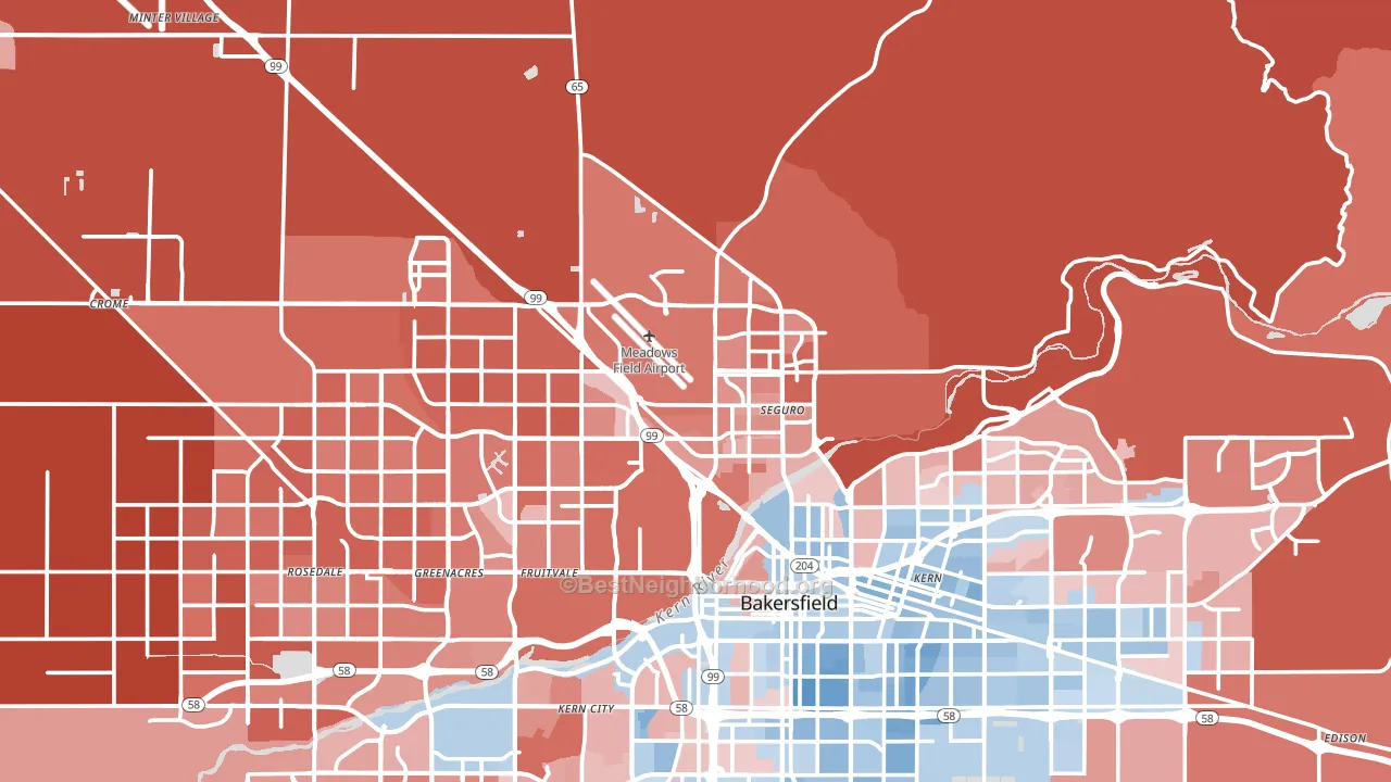 93308, CA block-group political-lean map