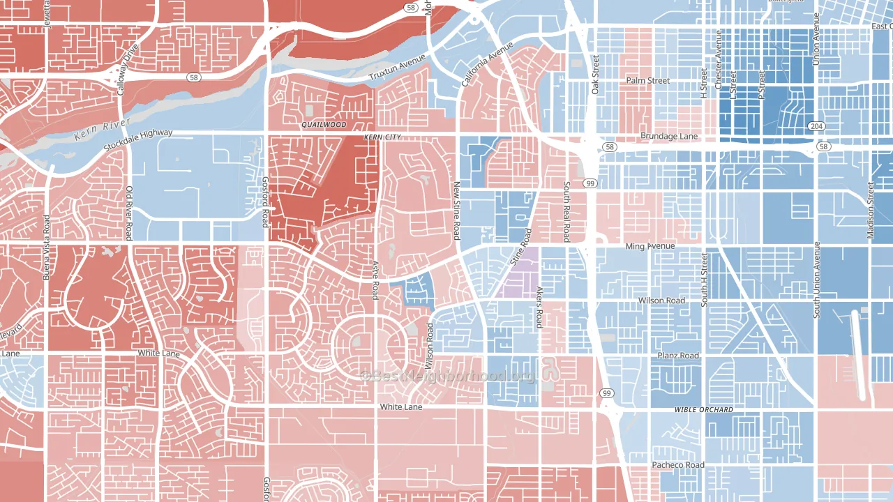 93309, CA block-group political-lean map