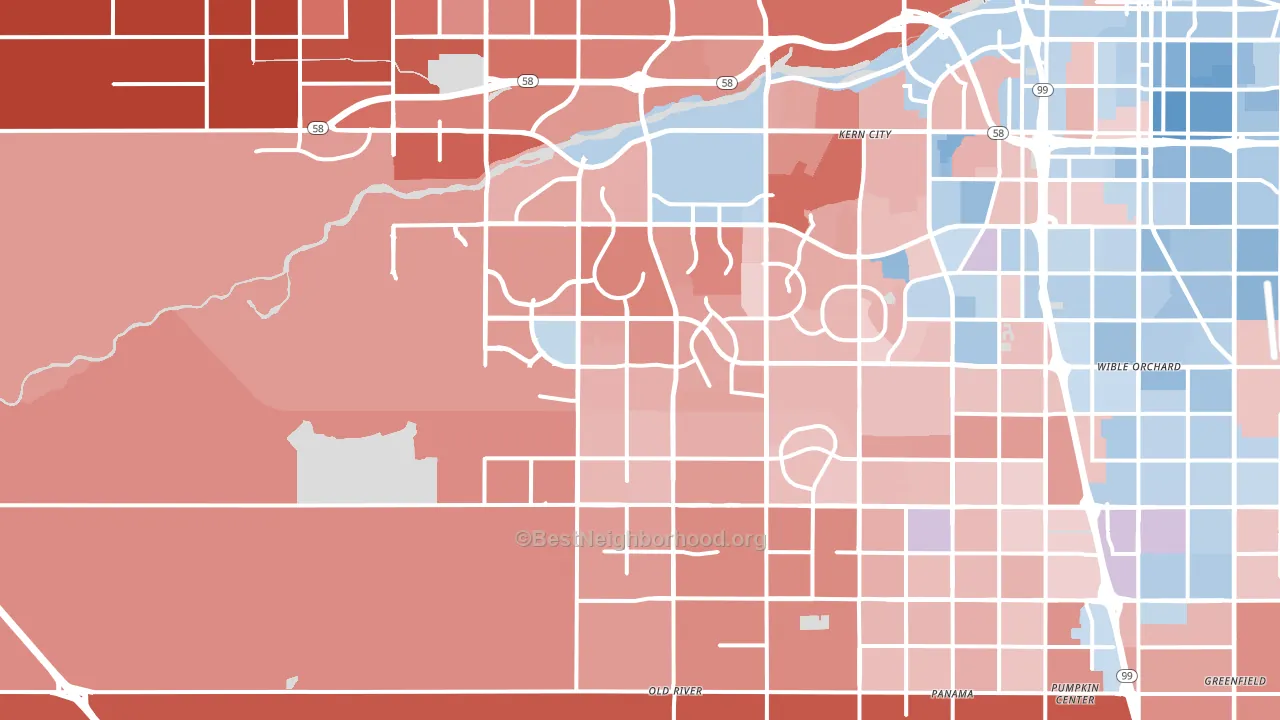 93311, CA block-group political-lean map