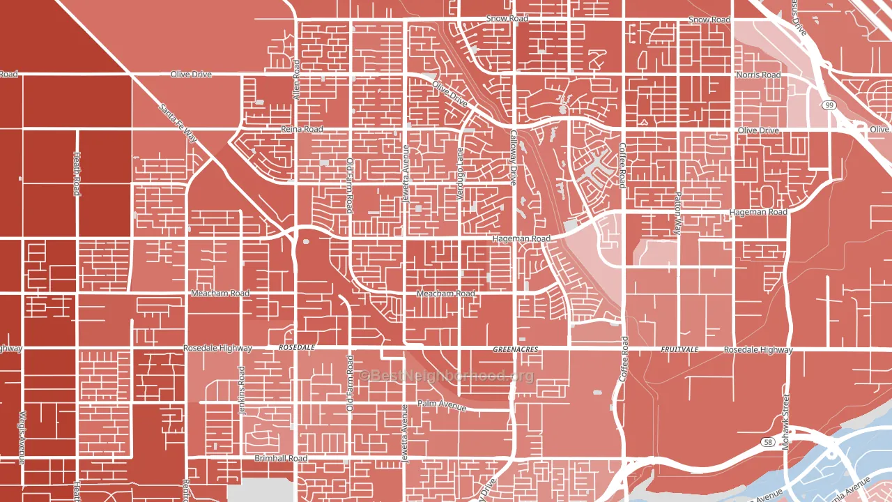 93312, CA block-group political-lean map