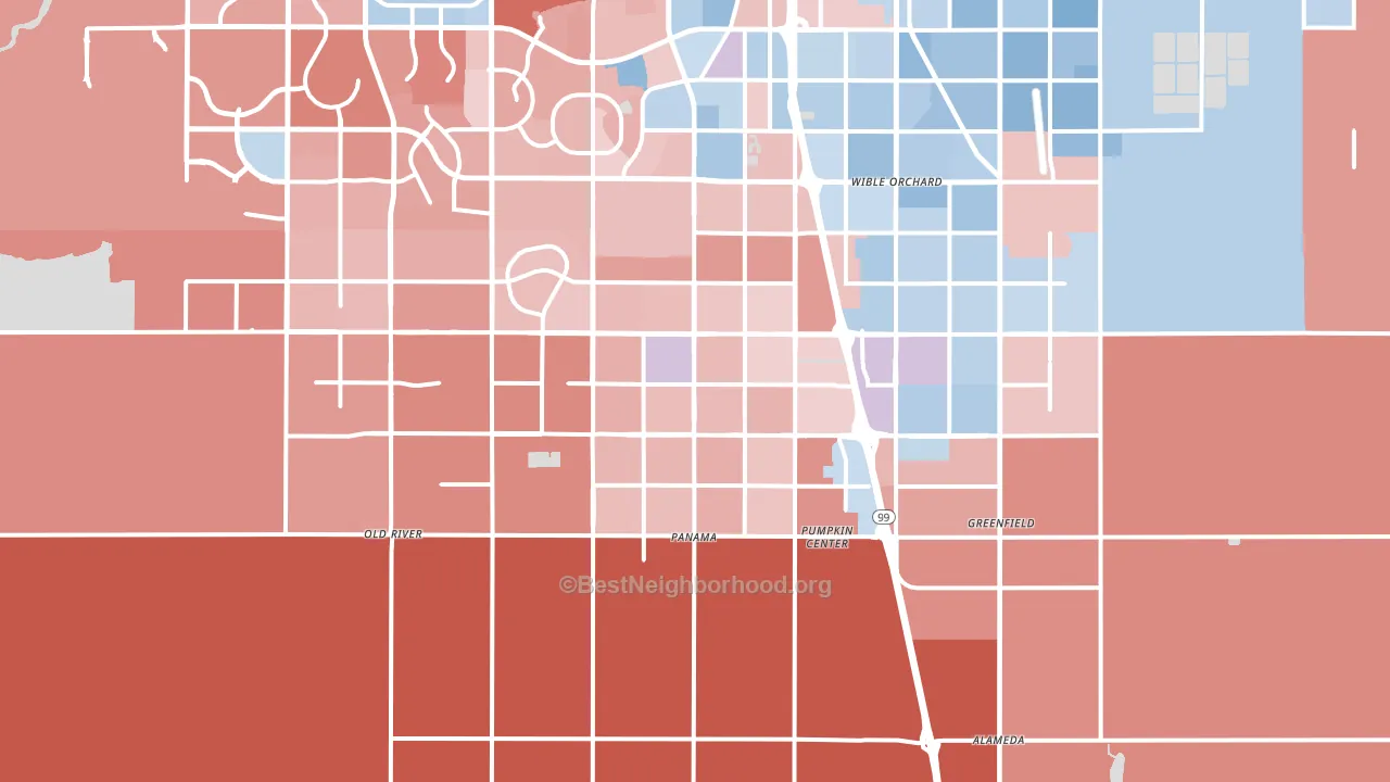93313, CA block-group political-lean map