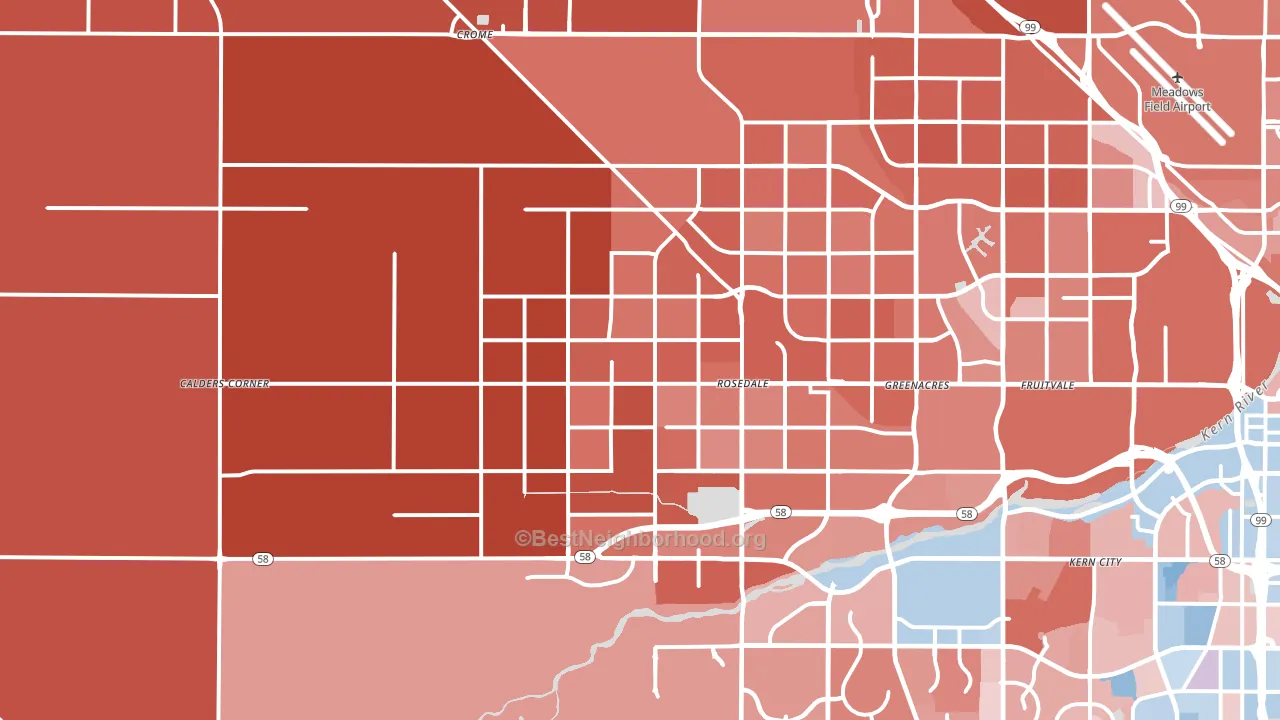 93314, CA block-group political-lean map