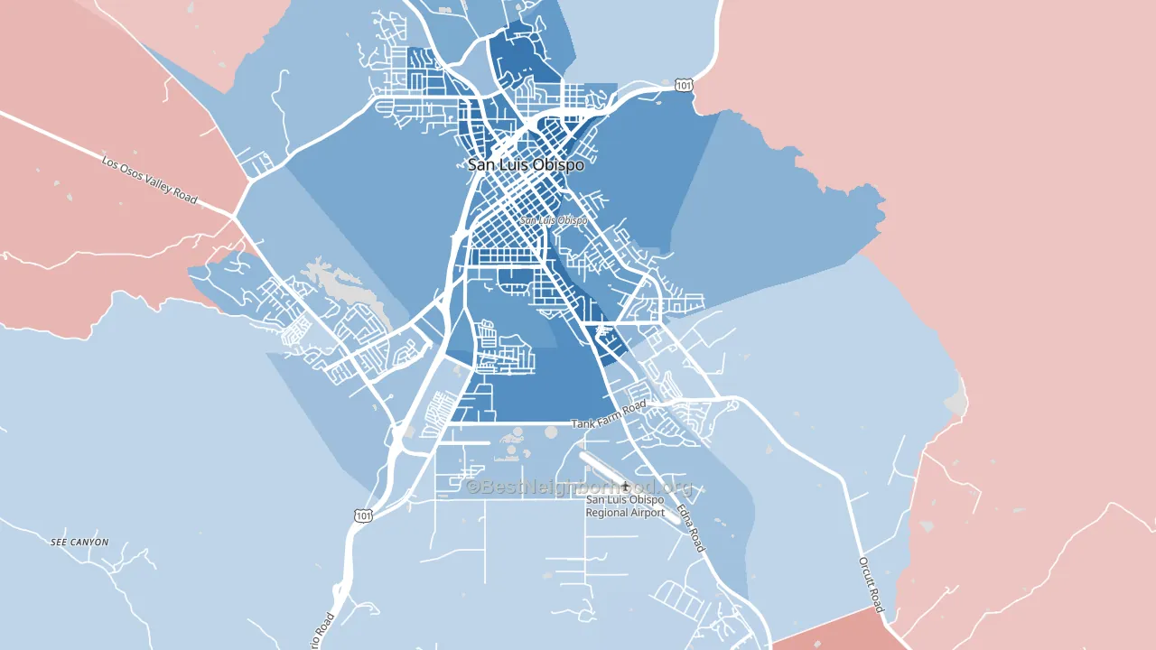 93401, CA block-group political-lean map