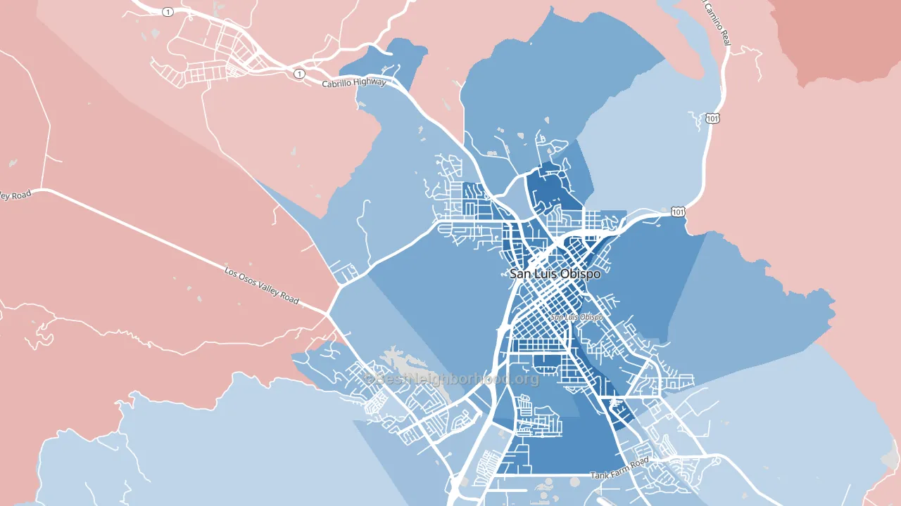 93405, CA block-group political-lean map