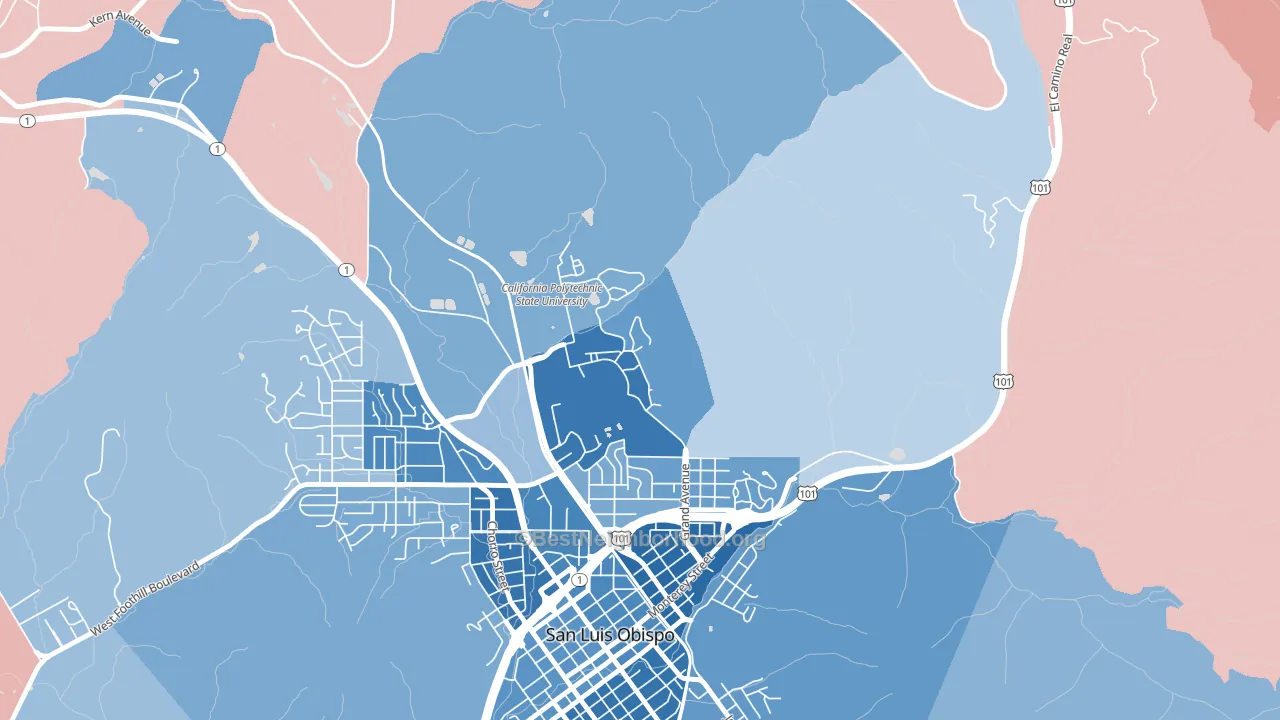93407, CA block-group political-lean map