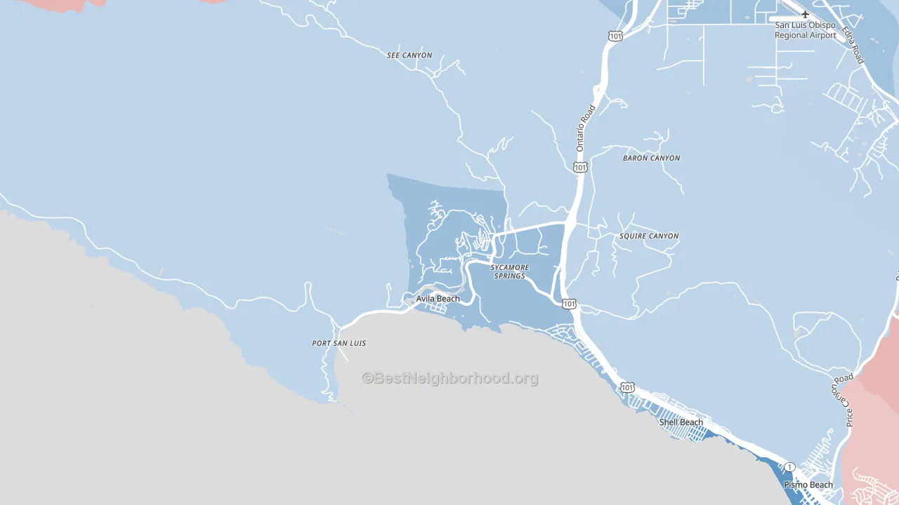 93424, CA block-group political-lean map