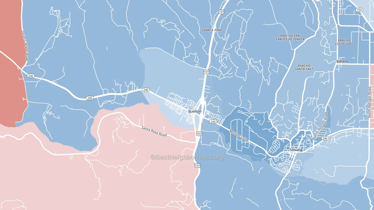 93427, CA block-group political-lean map