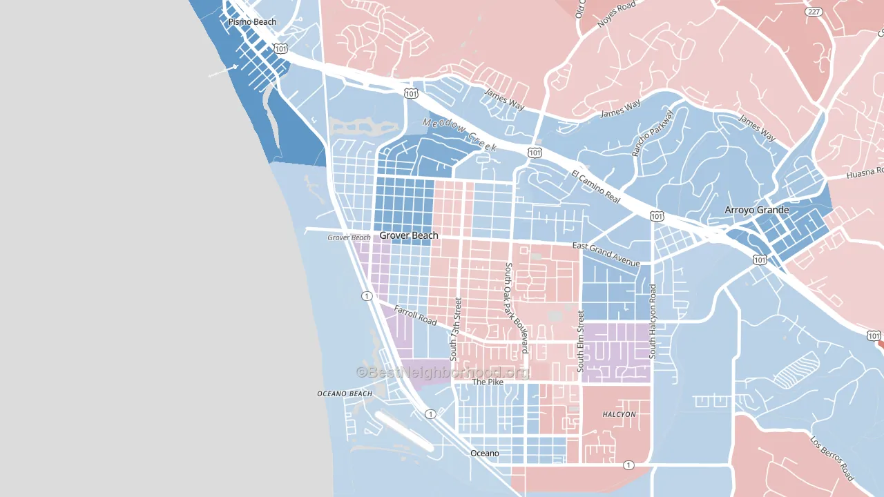 93433, CA block-group political-lean map