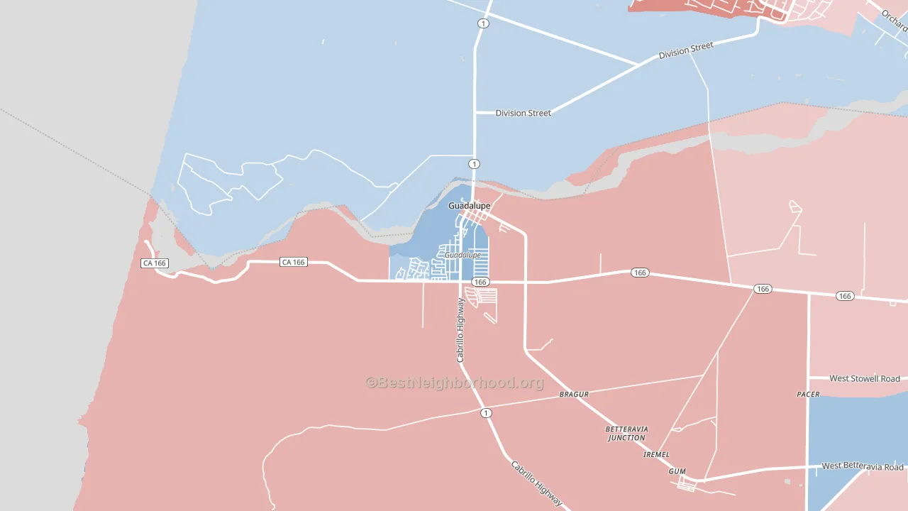 93434, CA block-group political-lean map