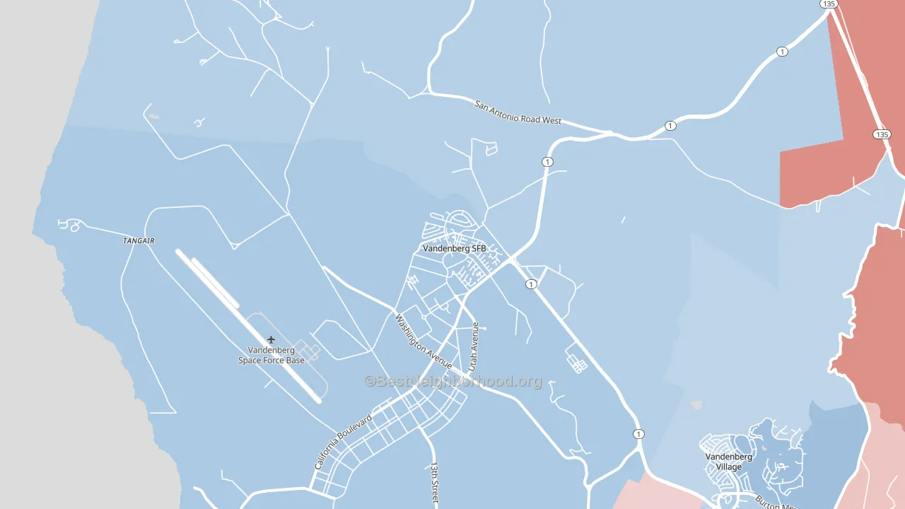 93437, CA block-group political-lean map