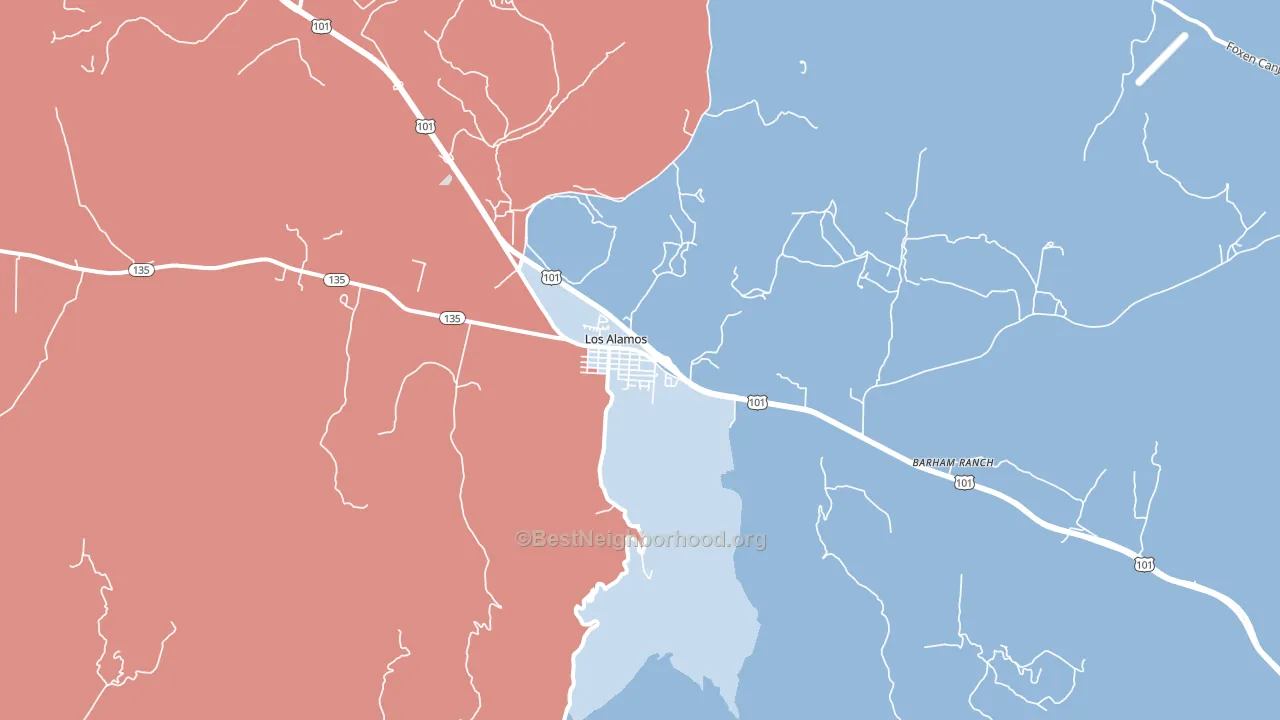 93440, CA block-group political-lean map