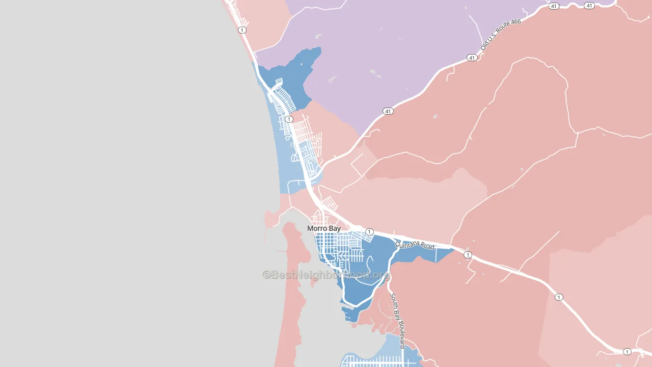 93442, CA block-group political-lean map