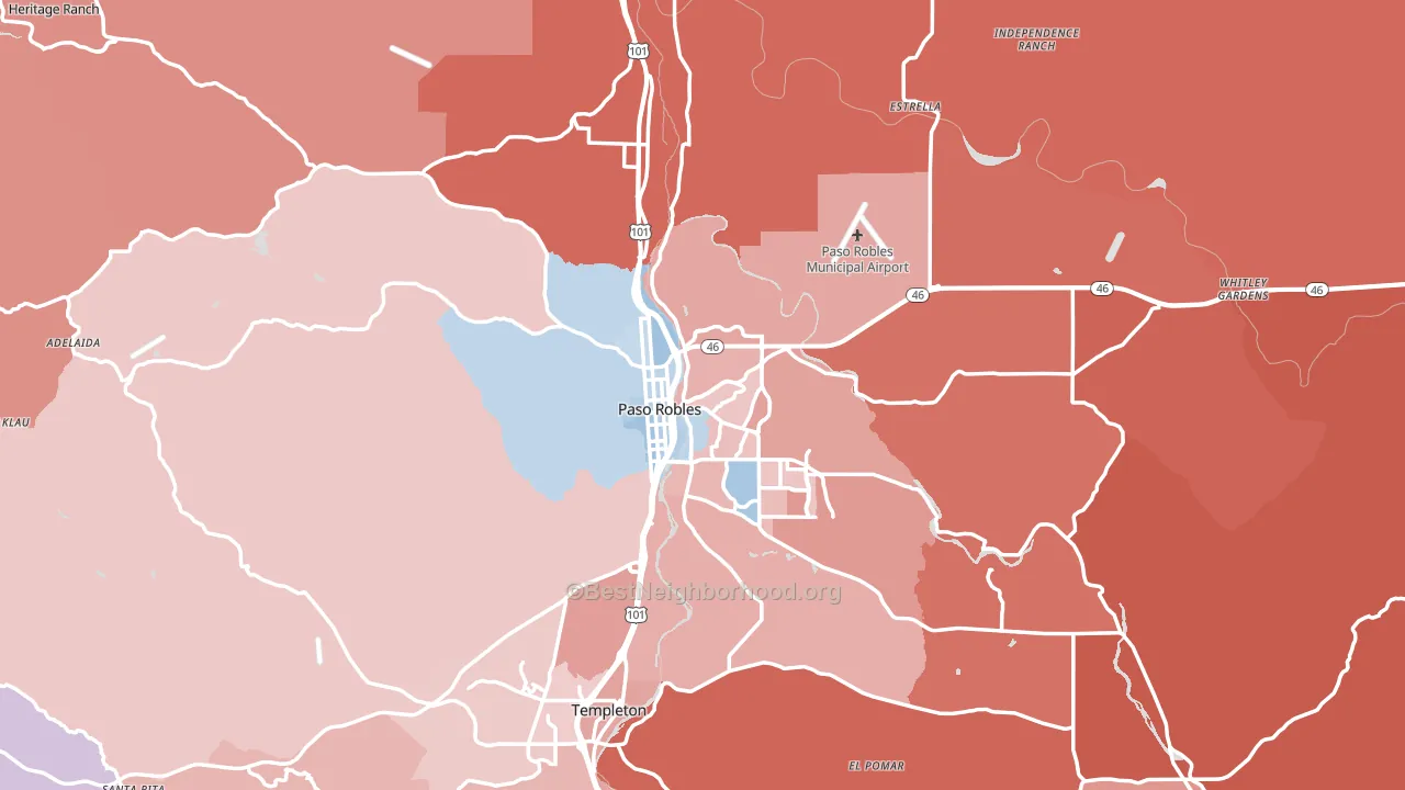 93446, CA block-group political-lean map