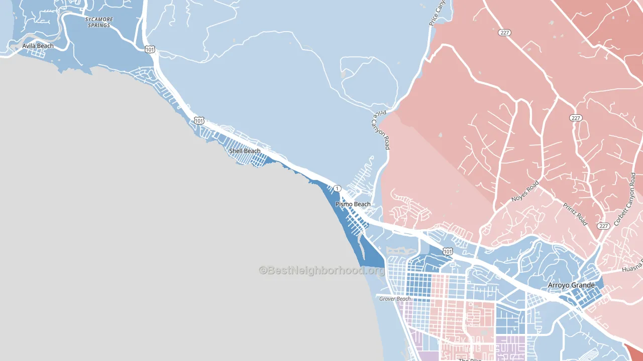 93449, CA block-group political-lean map