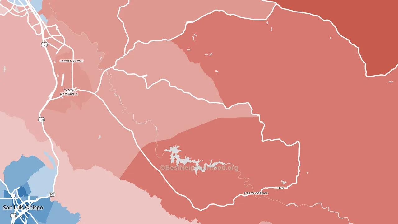 93453, CA block-group political-lean map