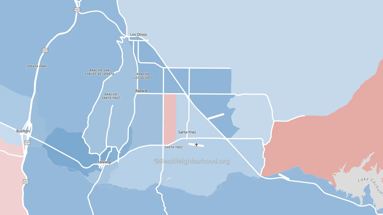 93460, CA block-group political-lean map