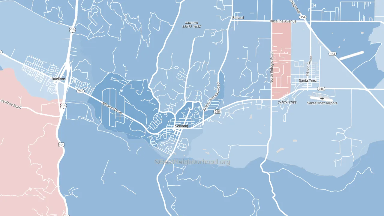 93463, CA block-group political-lean map