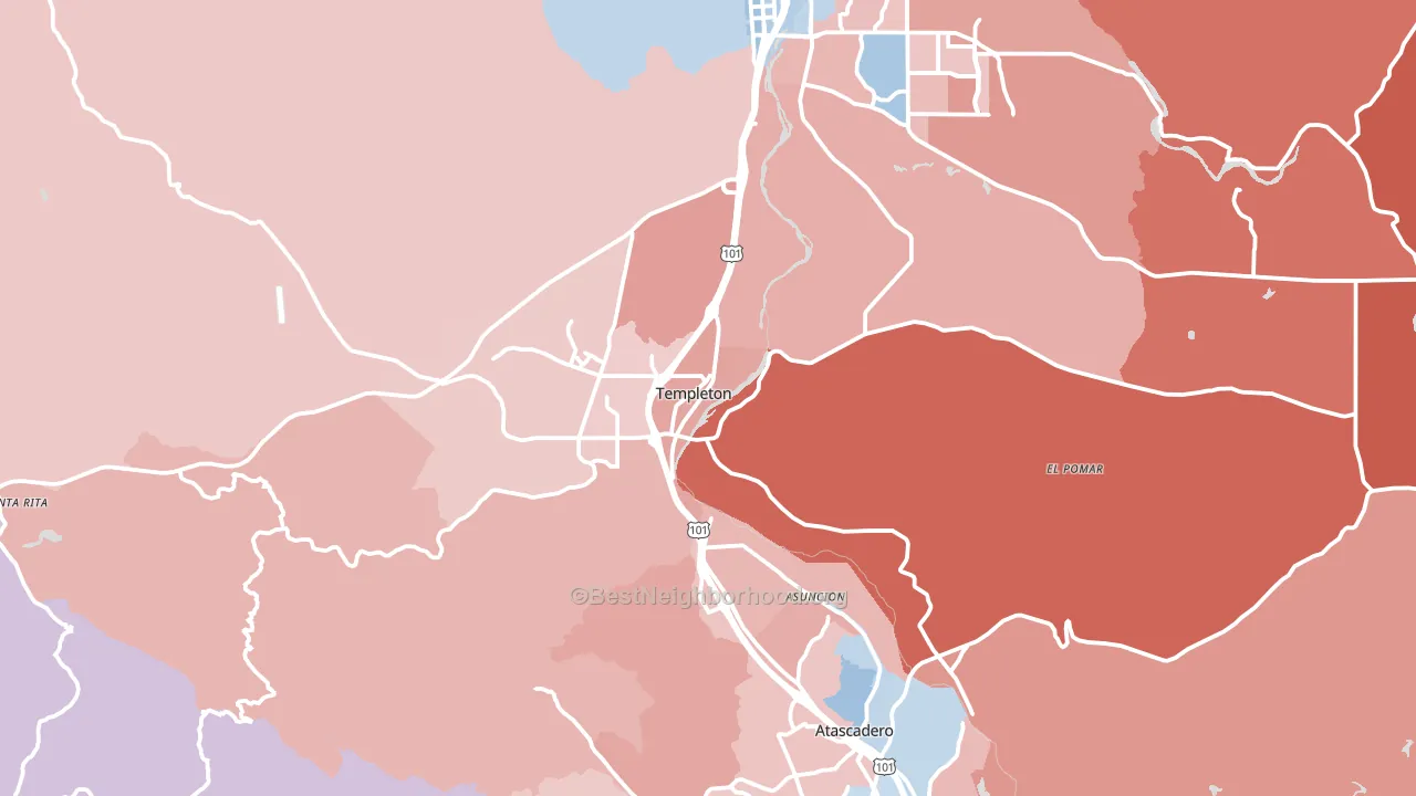 93465, CA block-group political-lean map