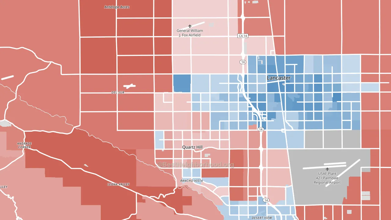 93536, CA block-group political-lean map