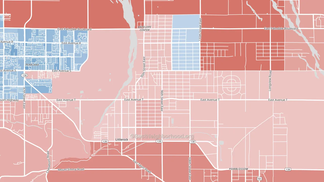 93543, CA block-group political-lean map