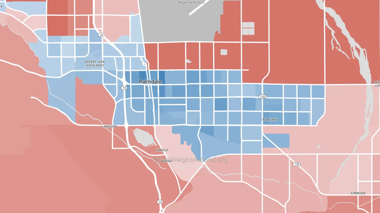 93550, CA block-group political-lean map
