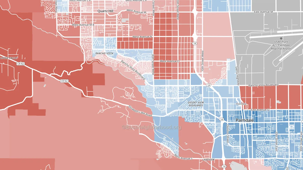 93551, CA block-group political-lean map
