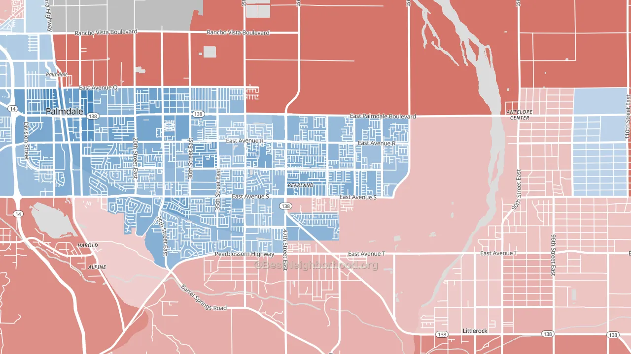 93552, CA block-group political-lean map
