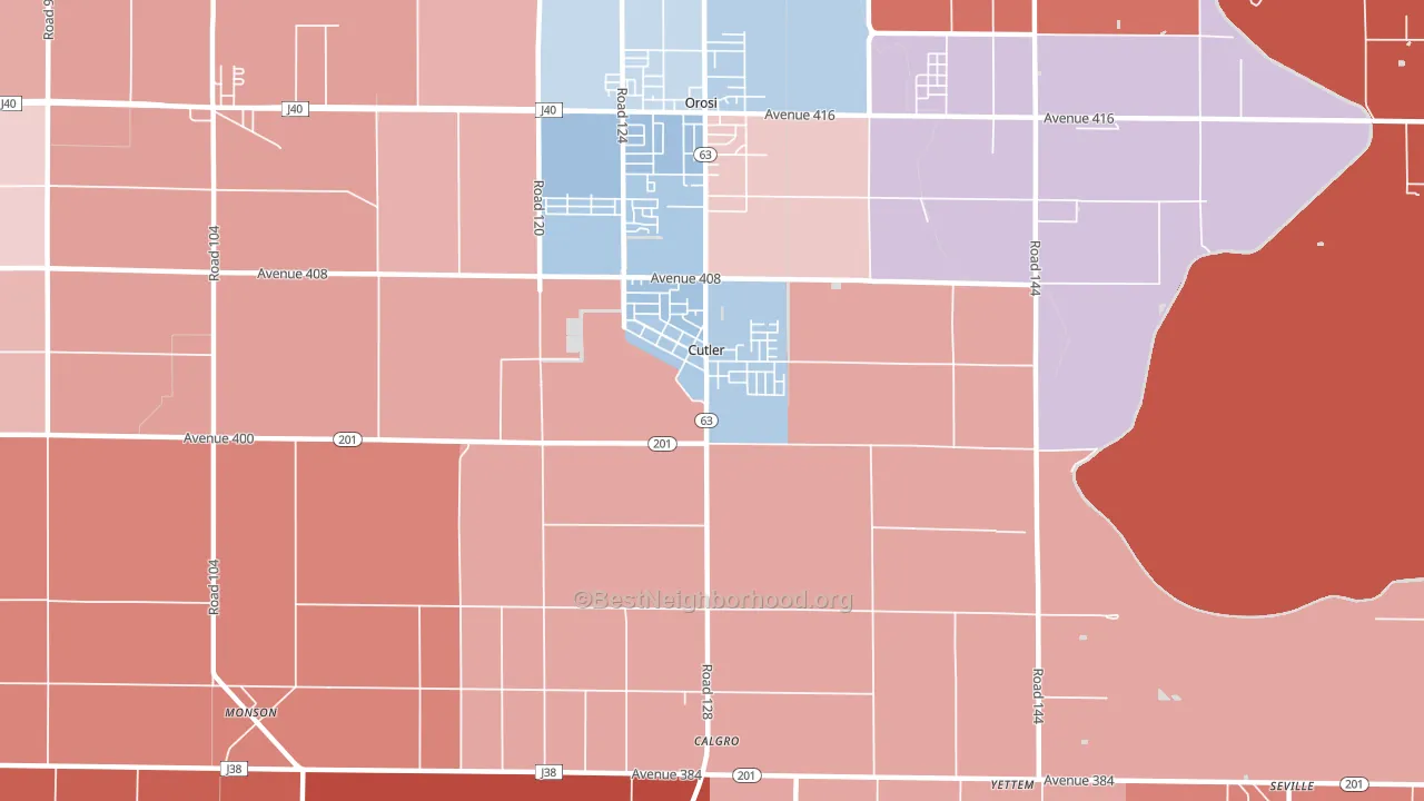 93615, CA block-group political-lean map