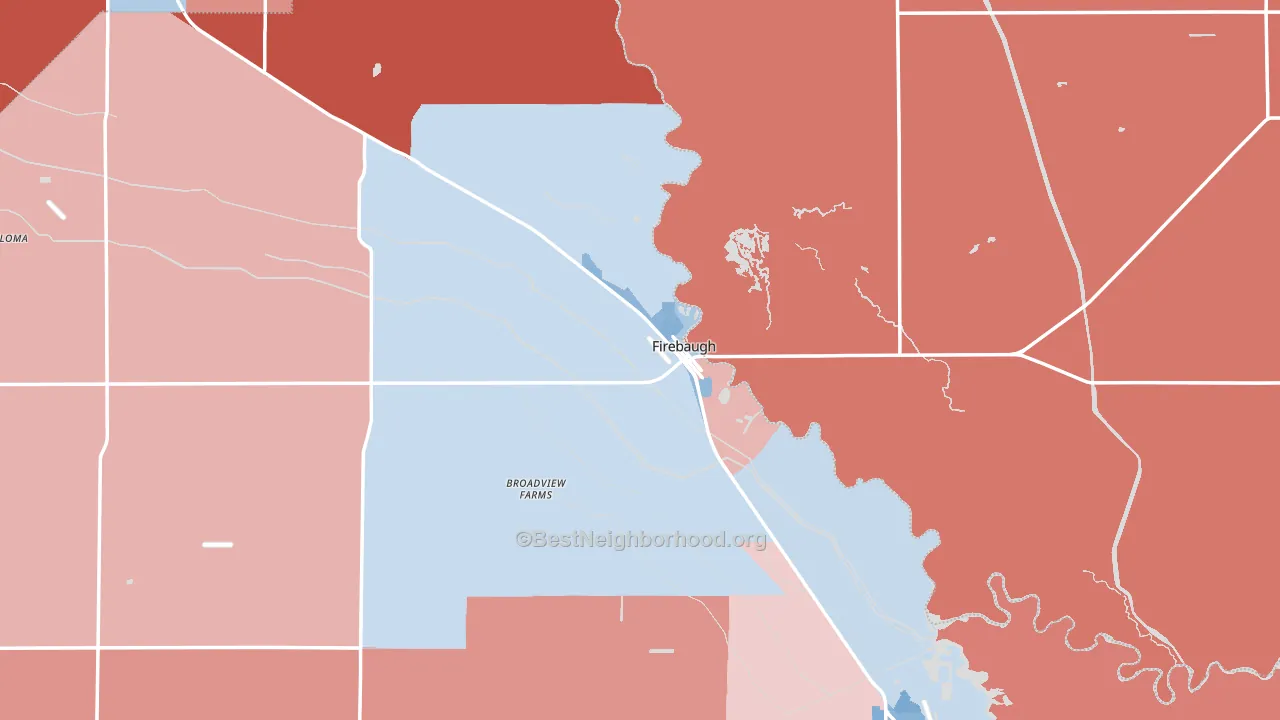 93622, CA block-group political-lean map