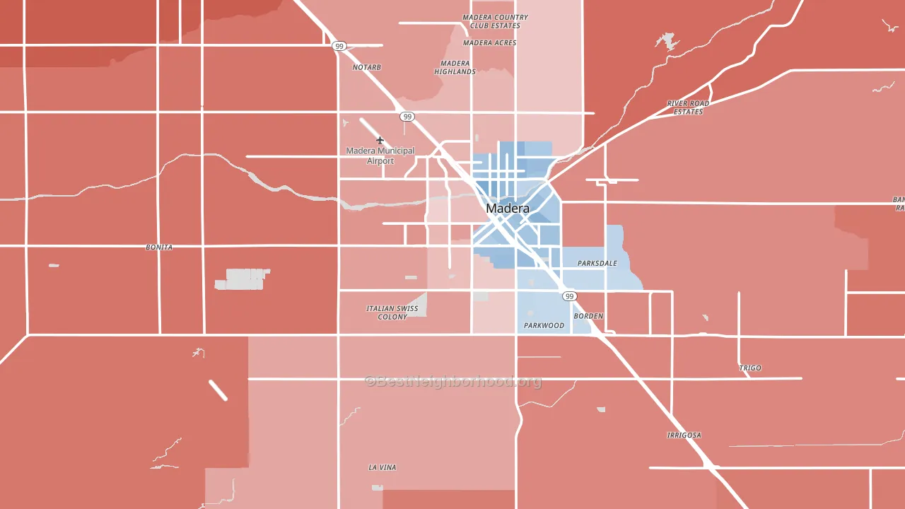 93637, CA block-group political-lean map