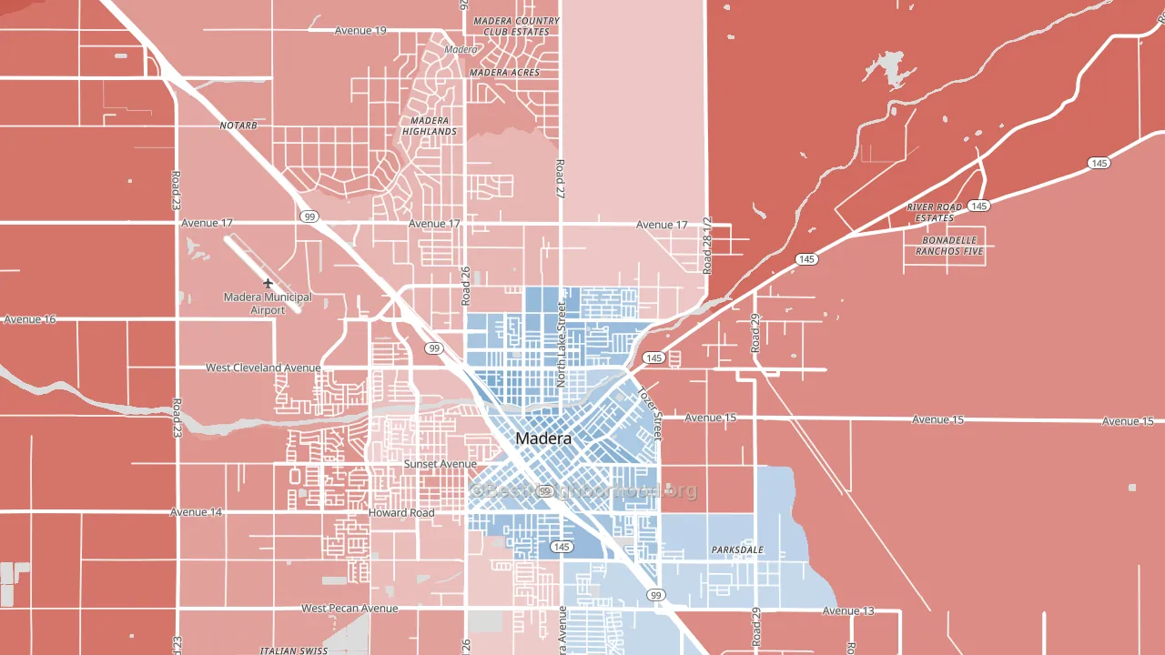 93638, CA block-group political-lean map