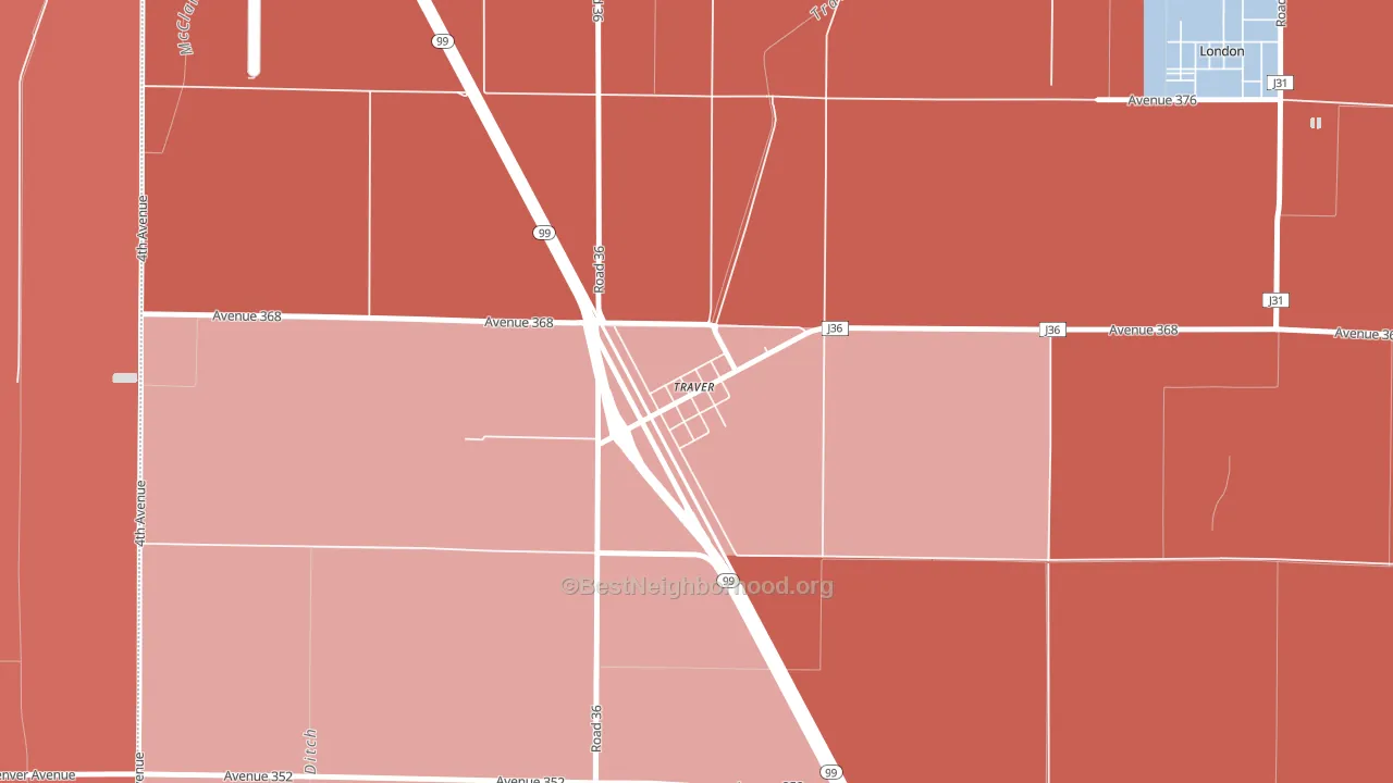 93673, CA block-group political-lean map