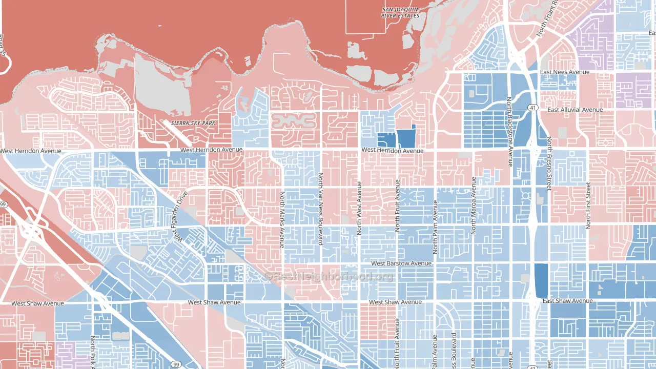 93711, CA block-group political-lean map